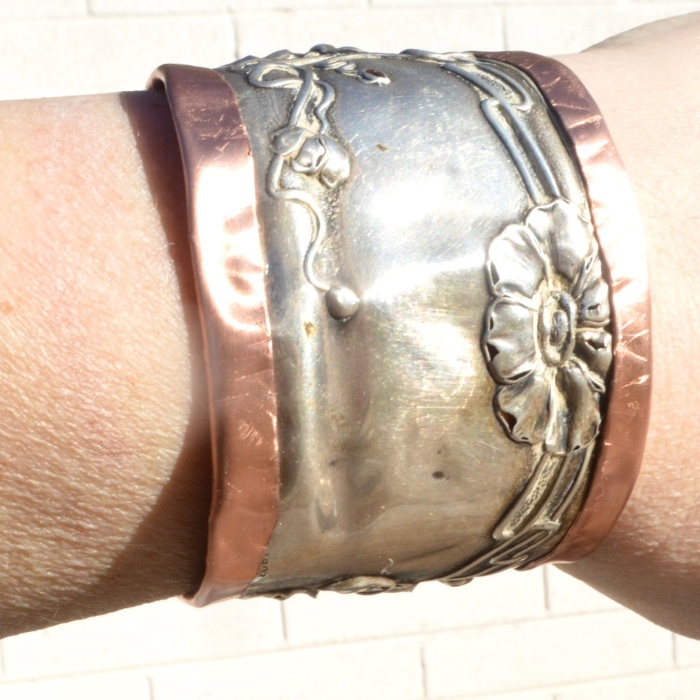 Antique Nouveau Floral Sterling Silver Bracelet - Picture 7 of 7